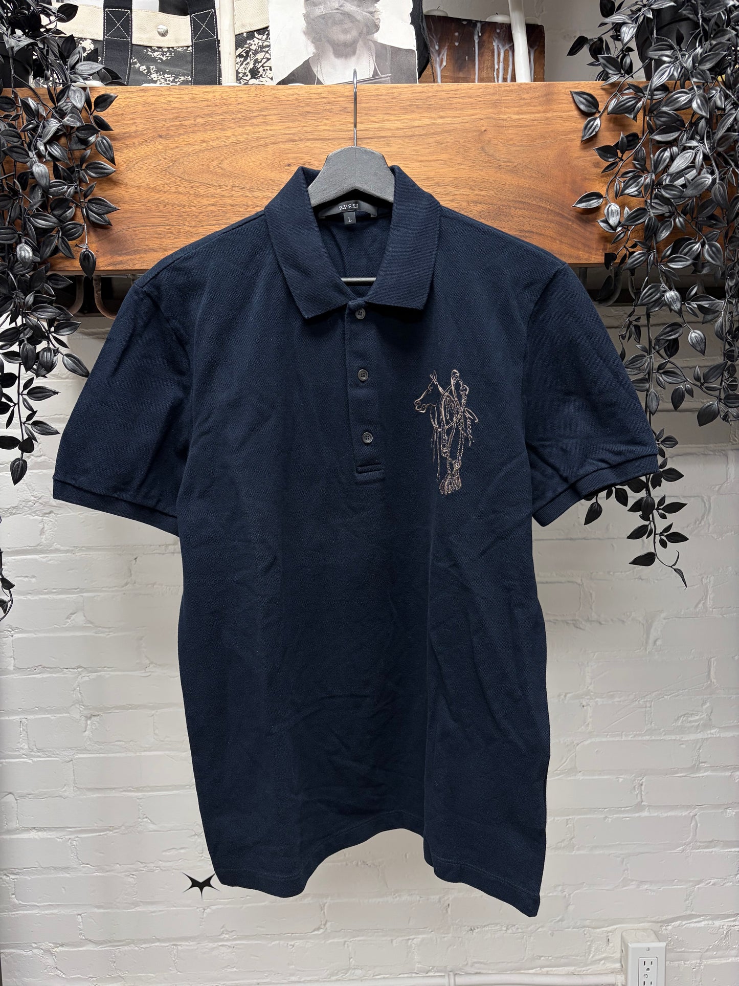 2000s Gucci by Frida Giannini ‘Polo’ Bootleg Equestrian Logo Embroidered Piqué
