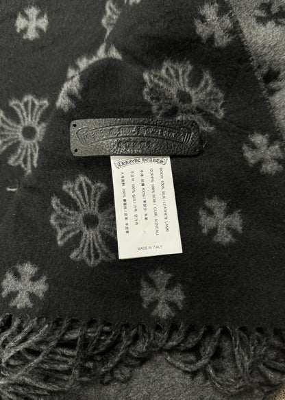 Chrome Hearts 100% Silk Cross Monogram Lambskin Leather Patch Blanket