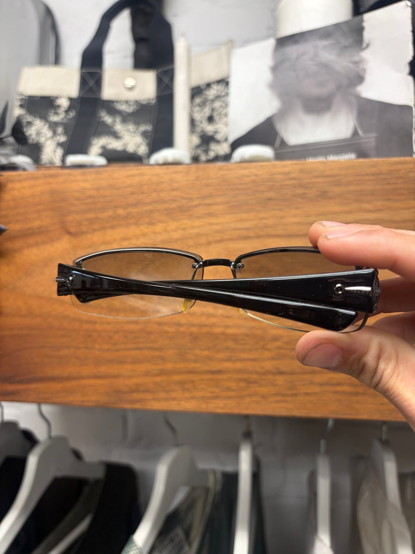 2000s Gucci Horsebit Brown Tinted Rimless Sunglasses