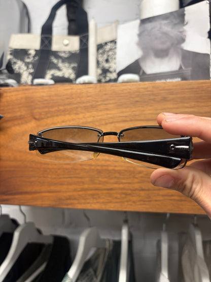 2000s Gucci Horsebit Brown Tinted Rimless Sunglasses