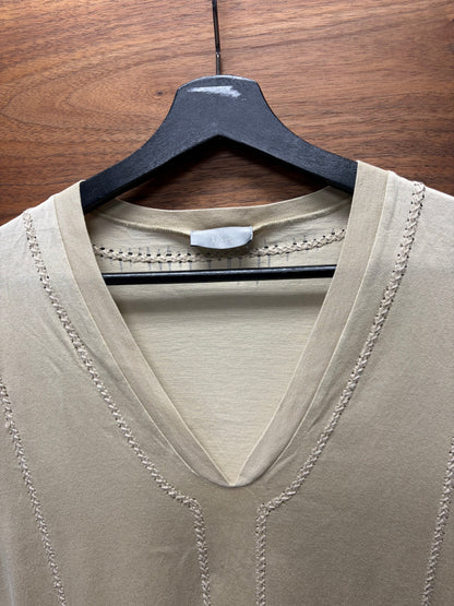 SS2008 Dior Homme V-Neck Braided Cotton Distressed T-Shirt