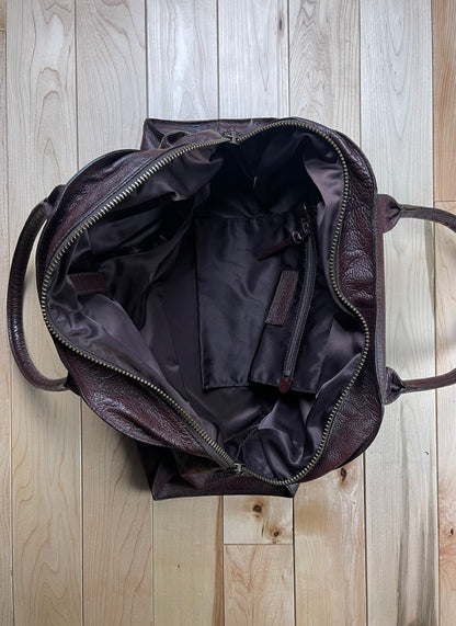 Issey Miyake Ox Blood Red Top Handle Leather Purse