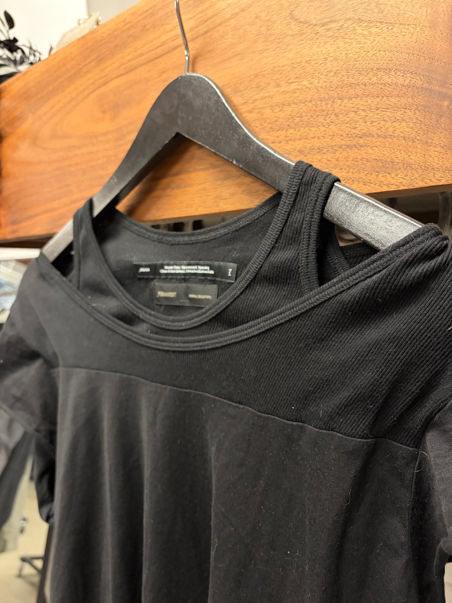 SS2025 Julius Layered Ribbed Black Tank Top/T-Shirt