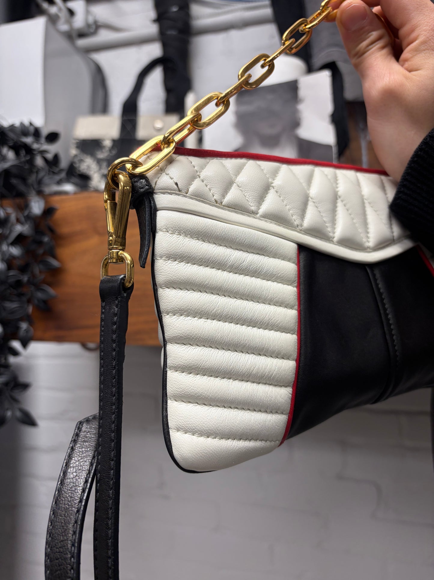 Miu Miu ‘Nappa Biker’ Leather Shoulder Bag with Crossbody Strap