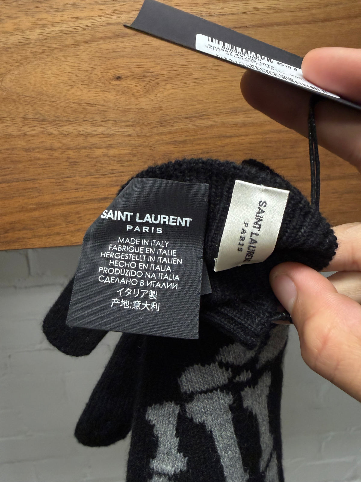 Saint Laurent Black Cashmere ‘Skeleton’ Gloves