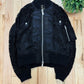 Sacai Shell Trimmed ‘Corded Lace’ Black Bomber Jacket