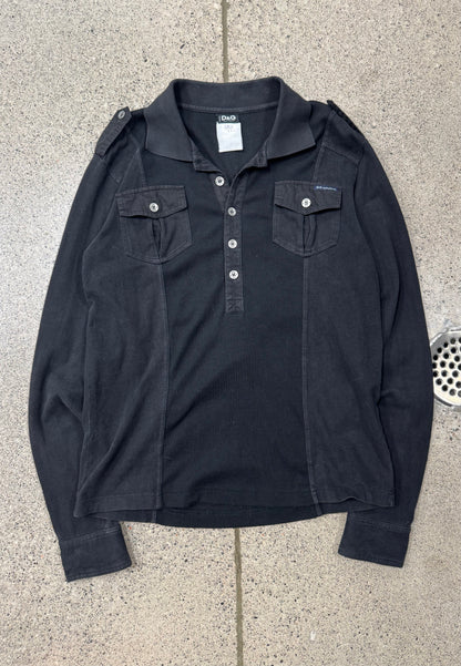 2000s Dolce & Gabbana Ribbed Long Sleeve Polo