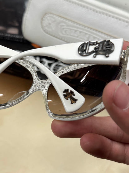 Chrome Hearts ‘Sweet Young Thang’ White/Silver Oval Sunglasses