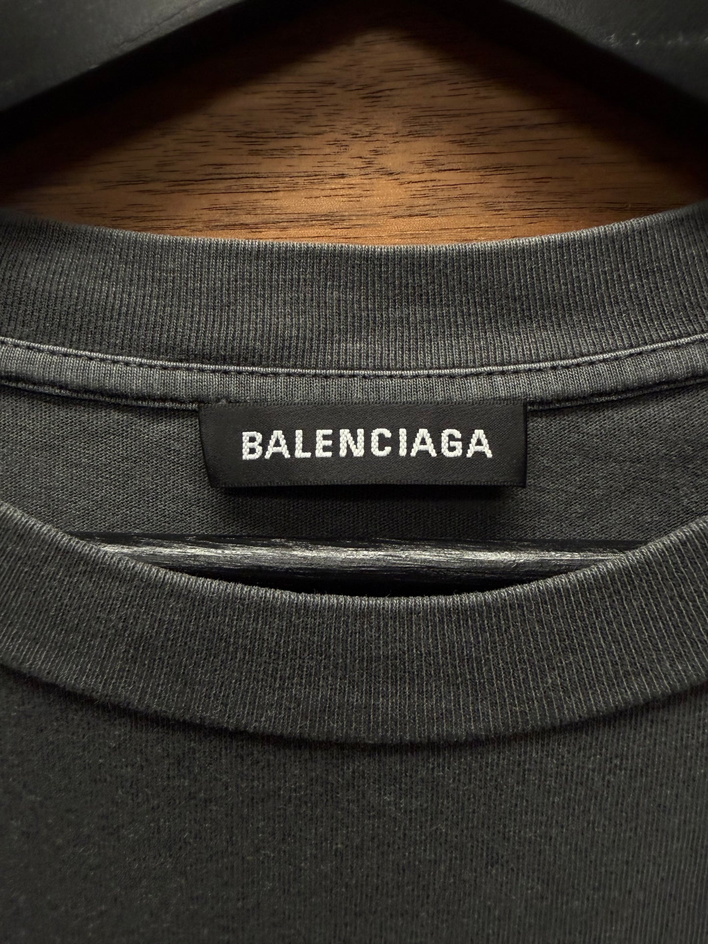 SS2017 Balenciaga ‘Paris Skyline’ Washed Black Cotton Graphic T-Shirt