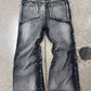 No Faith Studios ‘001’ Washed Grey Flared Denim