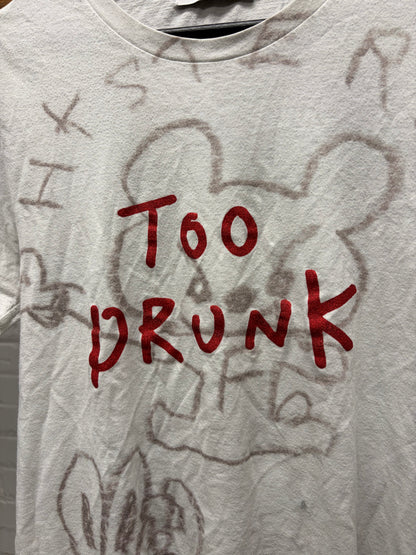 Hysteric Glamour ‘Too Drunk’ Crude Drawing White Graphic T-Shirt