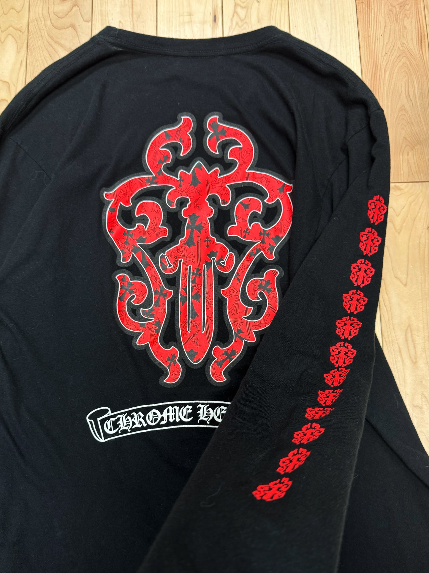 Chrome Hearts ‘Dagger’ Logo Red/Black Long Sleeve Shirt