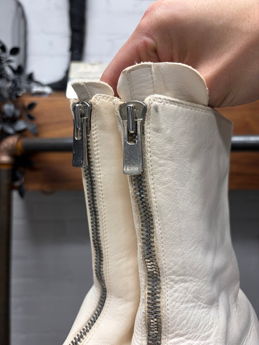 Guidi ‘310’ Front Zip White Leather High Cut Boots