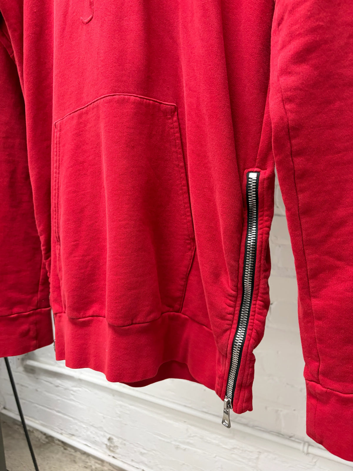 Balmain Double Side-Zip ‘Ancient Dragon’ Embroidered Red Hoodie