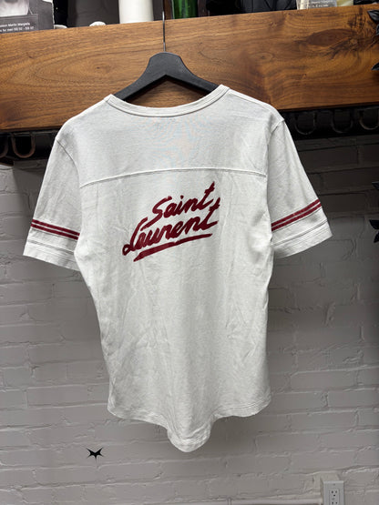2020 Saint Laurent Red/White ‘Baseball Logo’ Short Sleeve T Shirt