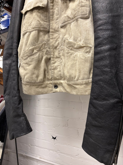 AW2009 Rick Owens ‘Slave’ Dirty Corduroy/Black Leather Hybrid Trucker Jacket