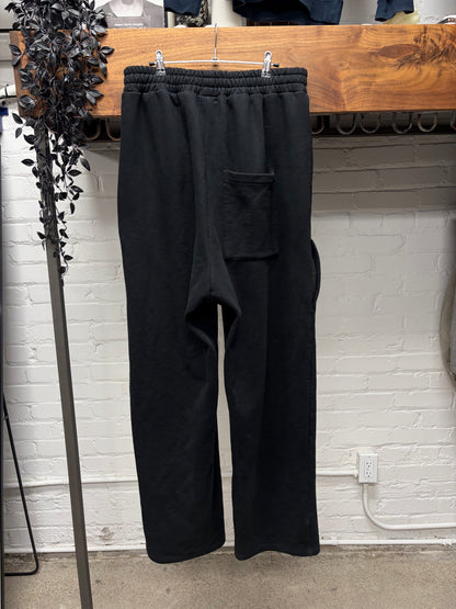 AW2018 Vetements ‘Baseball’ Embroidered Logo Wide Leg Black Sweatpants