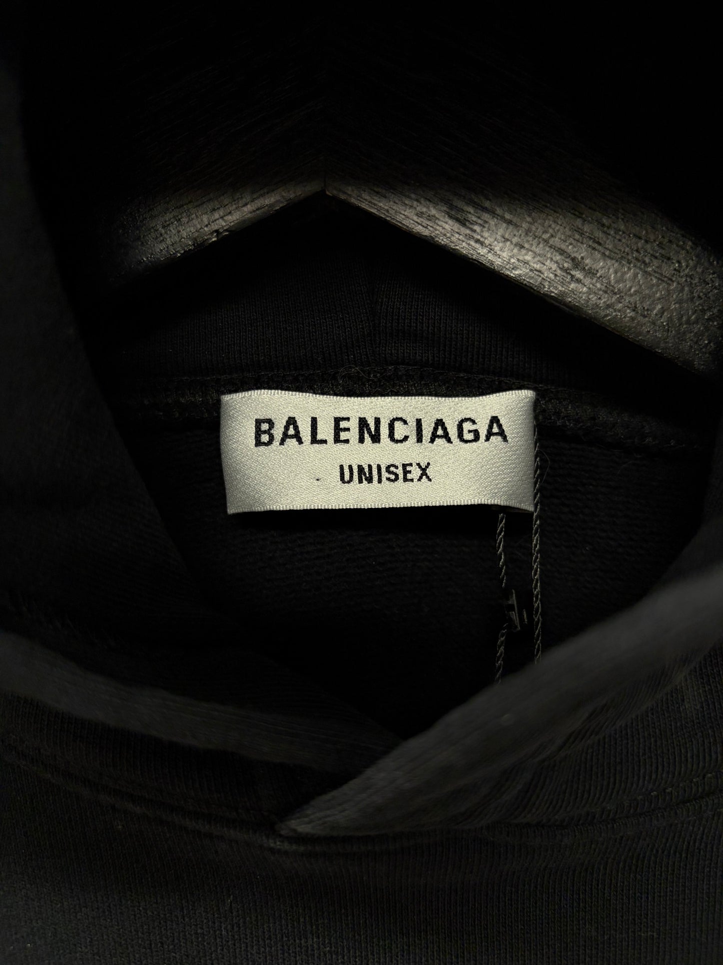 2021 Balenciaga ‘Paris’ Collegiate Logo Black Pullover Hoodie