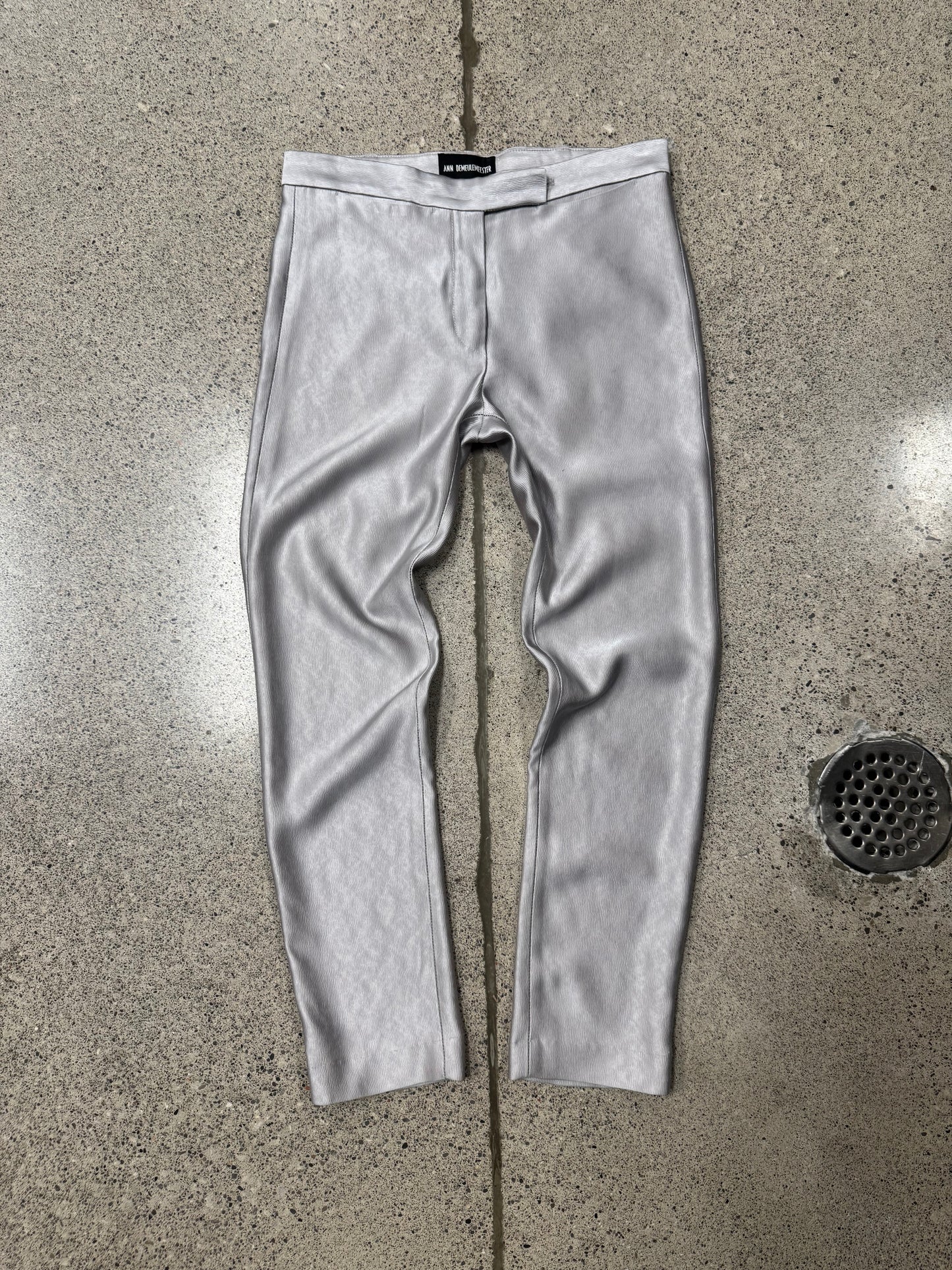 Ann Demeulemeester Glossy Silver Cropped Pants