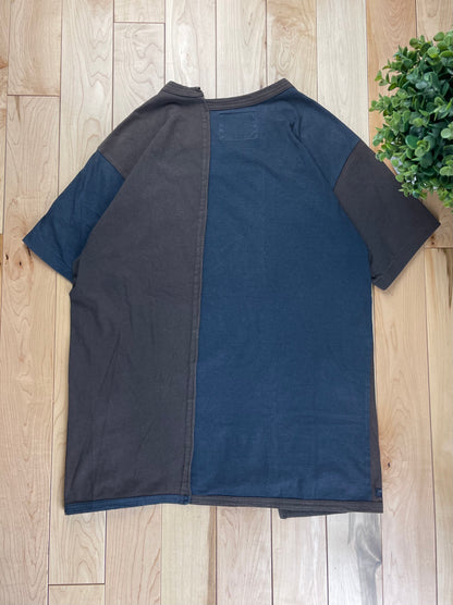 1990s Yohji Yamamoto ‘Regulation’ Faded Brown/Blue Split T-Shirt