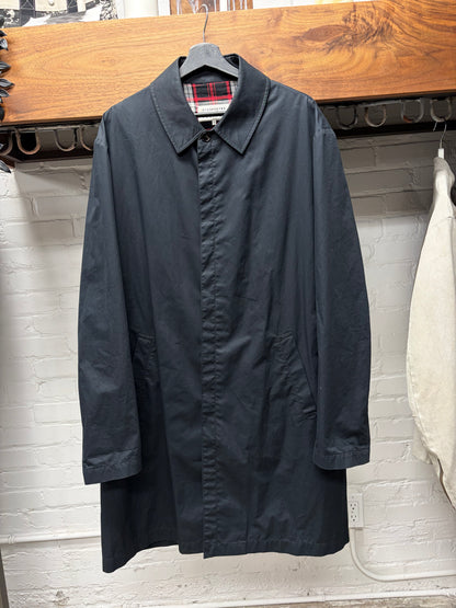 Maison Margiela Plaid Silk Lined Navy Blue Trench Coat