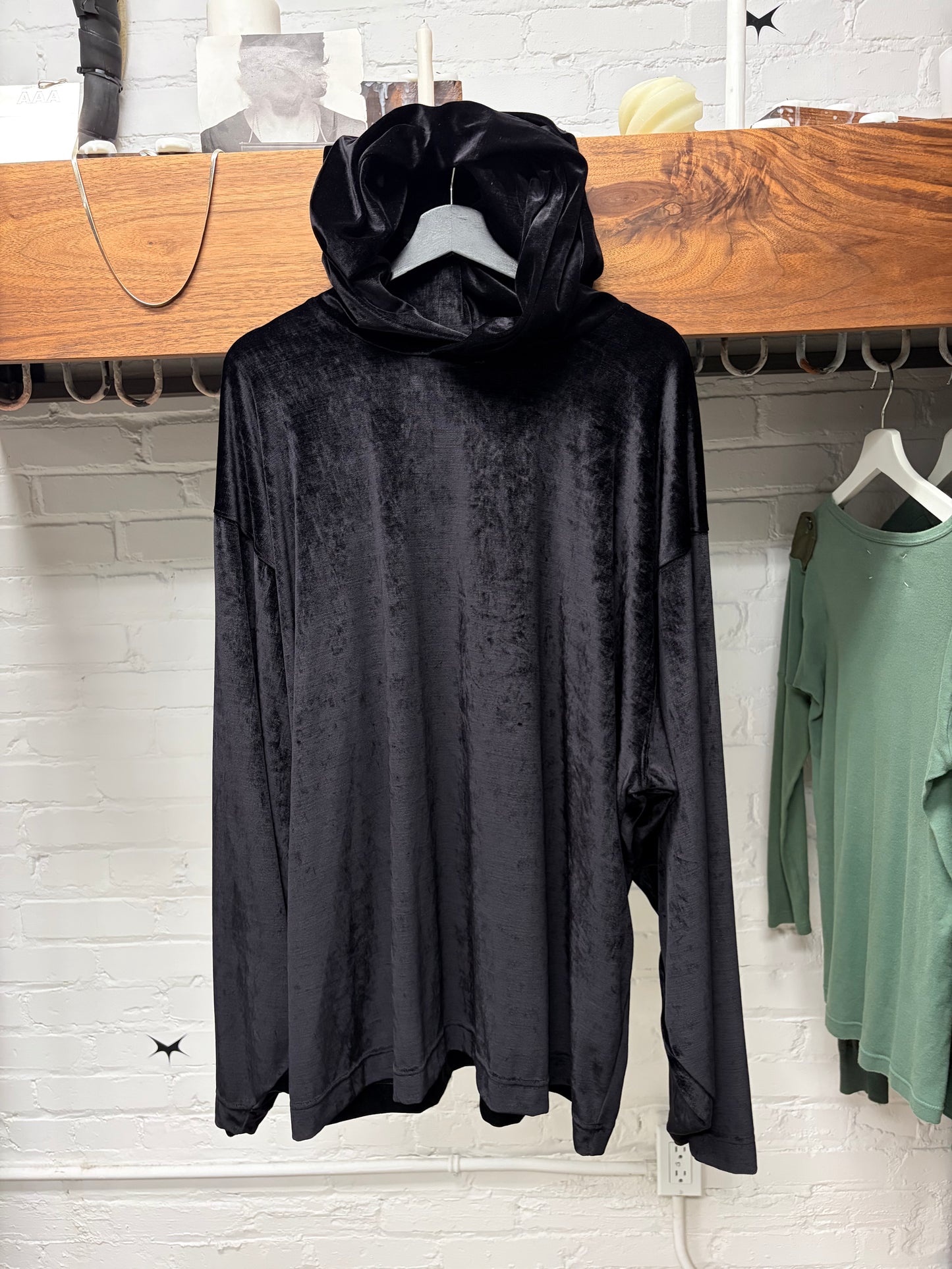 AW2022 Balenciaga Black Velour Pullover Hoodie