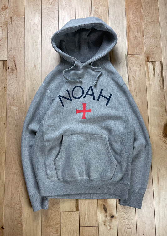 Noah Cross Logo Hooded Heather Grey Hoodie