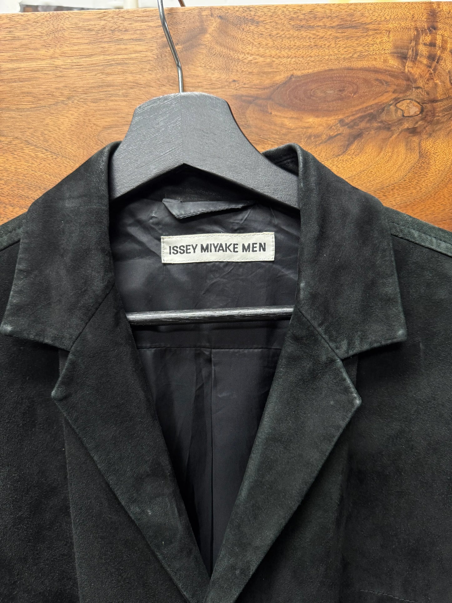 Vintage Issey Miyake Men Black Suede Collared Jacket
