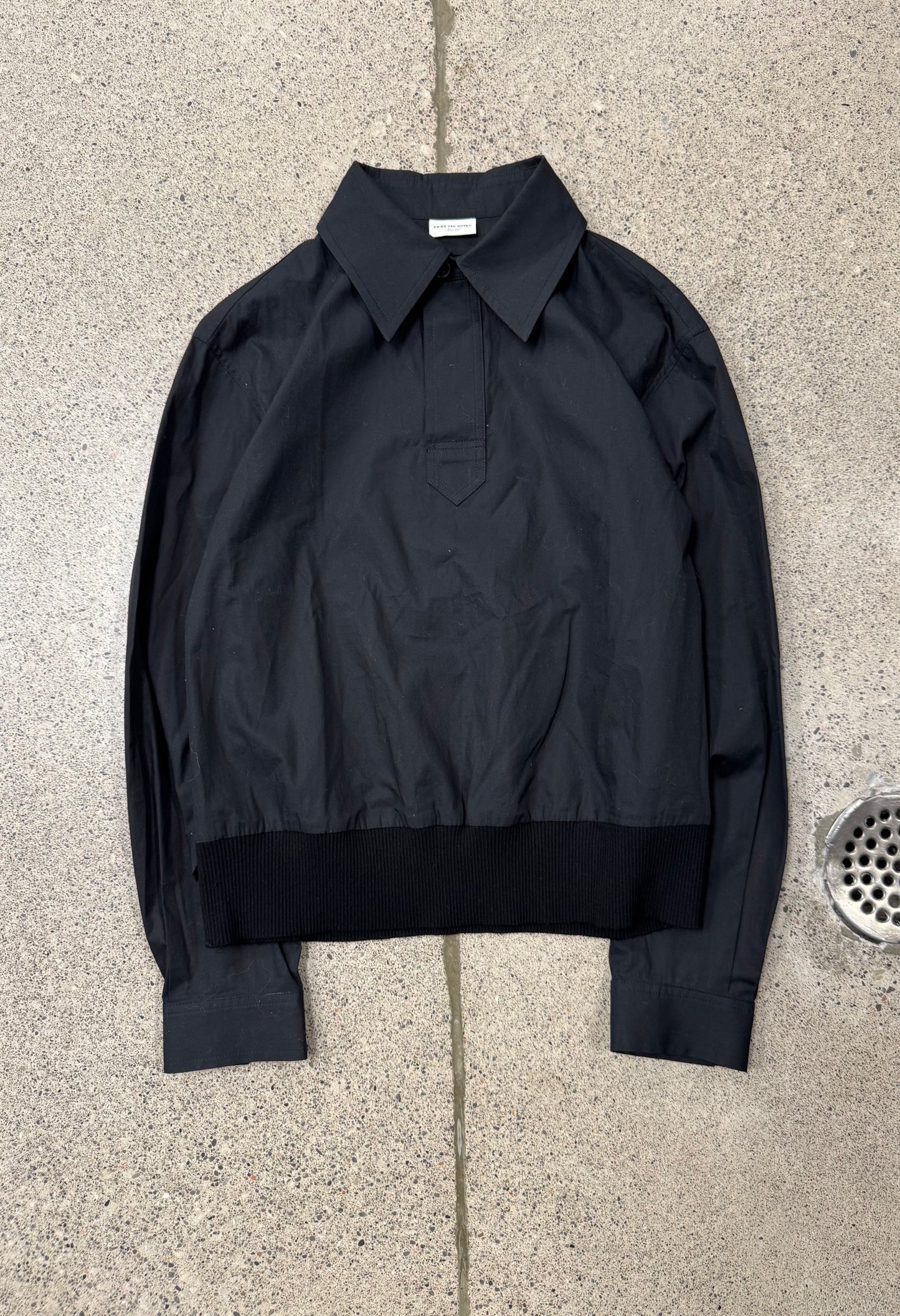 Dries Van Noten Black Long Sleeve Polo