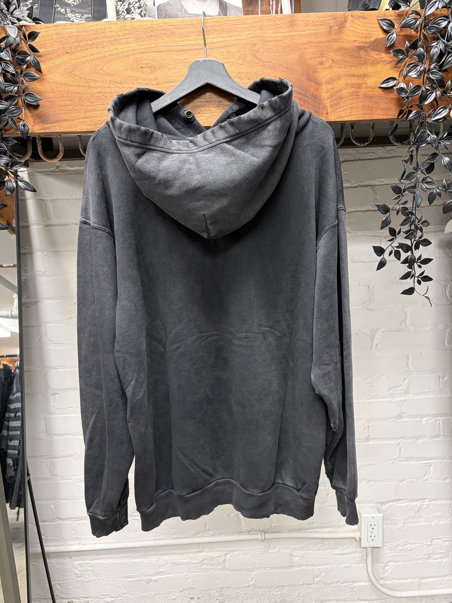 2018 Balenciaga ‘Whale’ Distressed Grey Cotton Hoodie