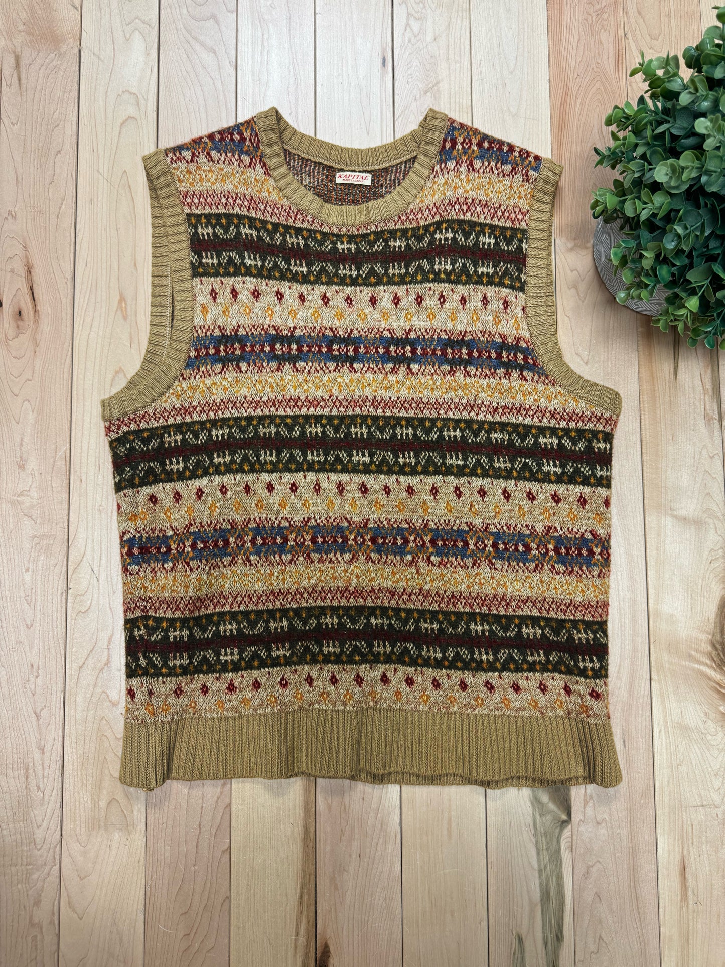 AW2023 Kapital 7G Bone Knit ‘Fair Isle’ Sweater Vest