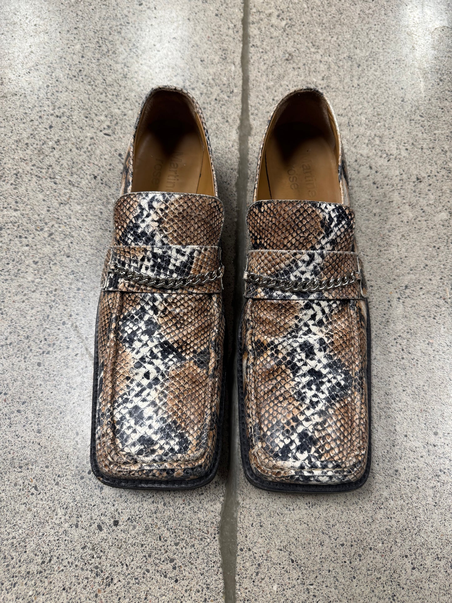 Martine Rose ‘Snakeskin’ Square Toe Leather Loafers