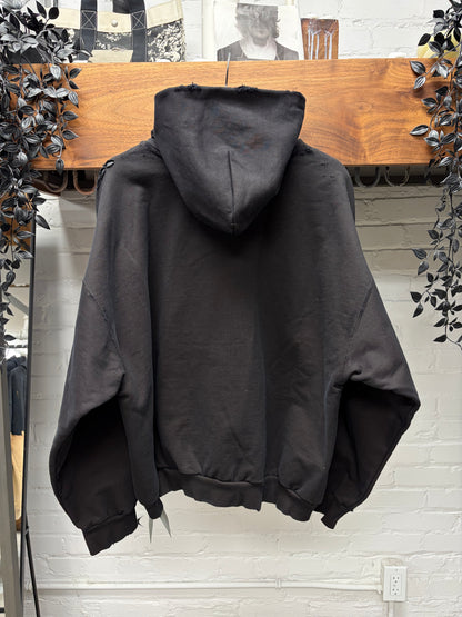 AW2024 Balenciaga ‘No Logo’ Distressed Black Pullover Hoodie