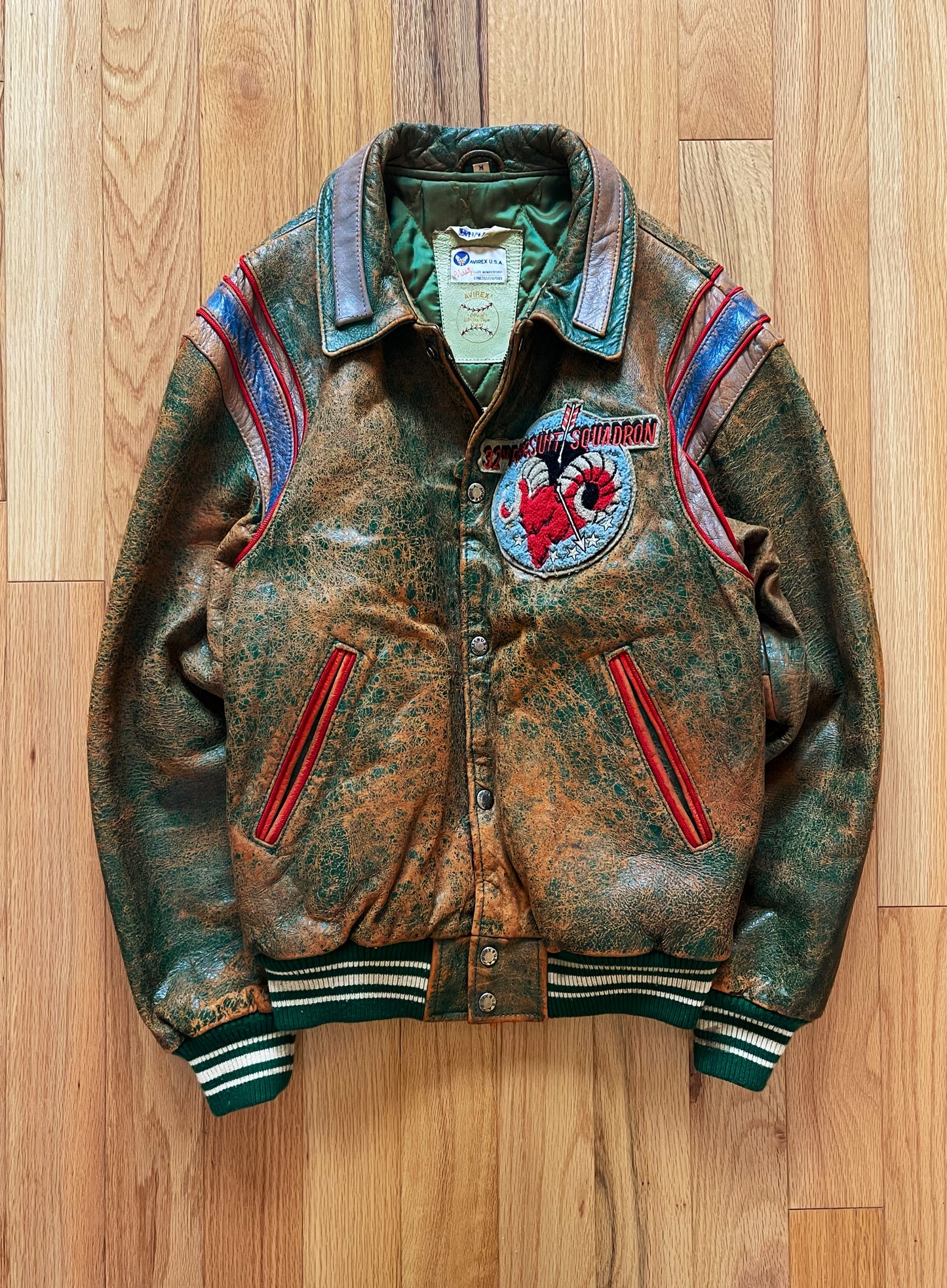 Vintage 1990’s Avirex ‘Champs’ Chenille Patch Leather Varsity Jacket