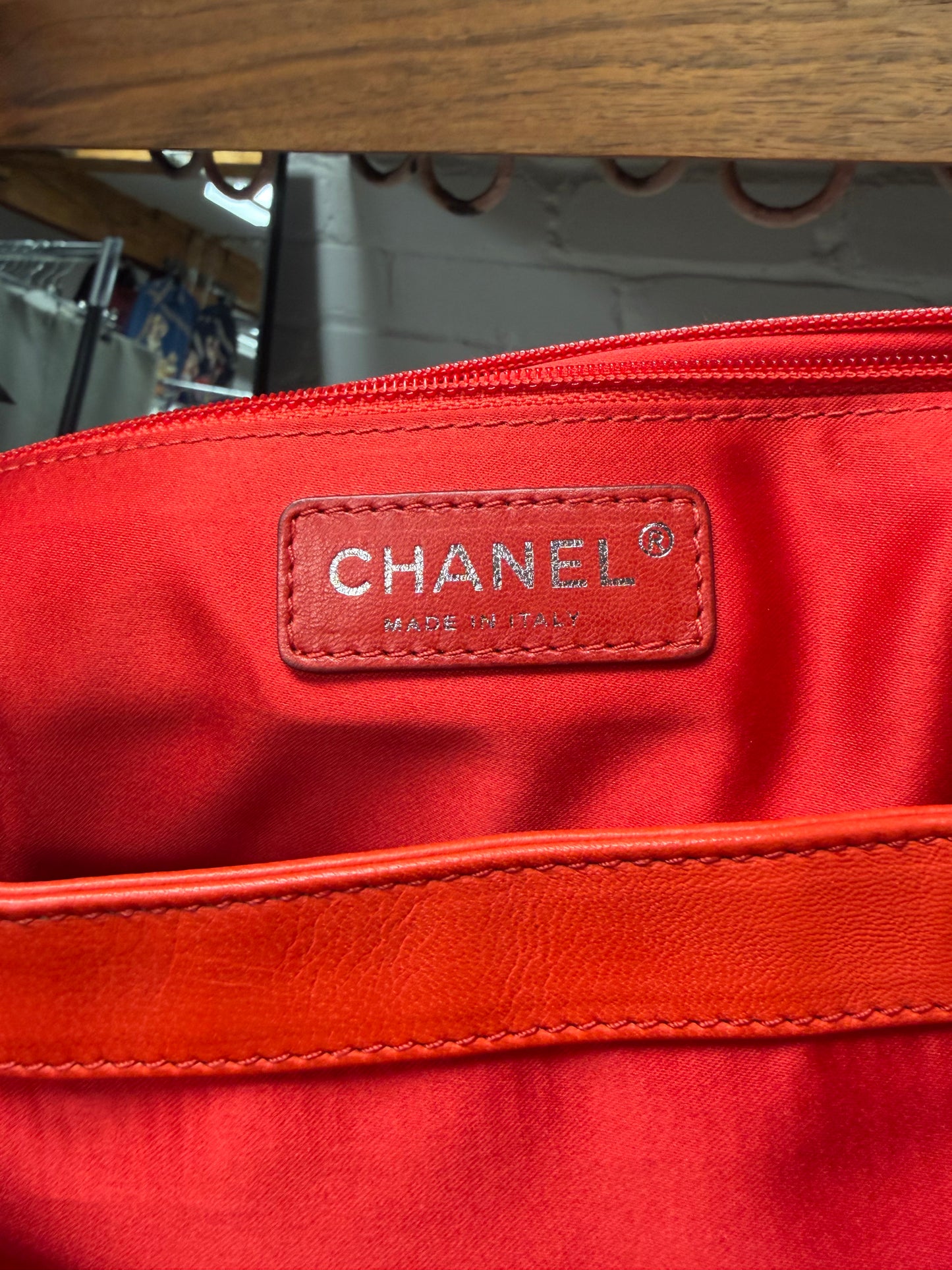 Chanel Red Python Leather Classic ‘Flap Bag’ with Silver Hardware