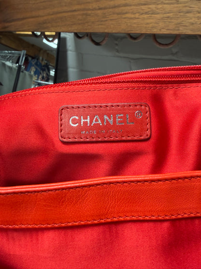 Chanel Red Python Leather Classic ‘Flap Bag’ with Silver Hardware