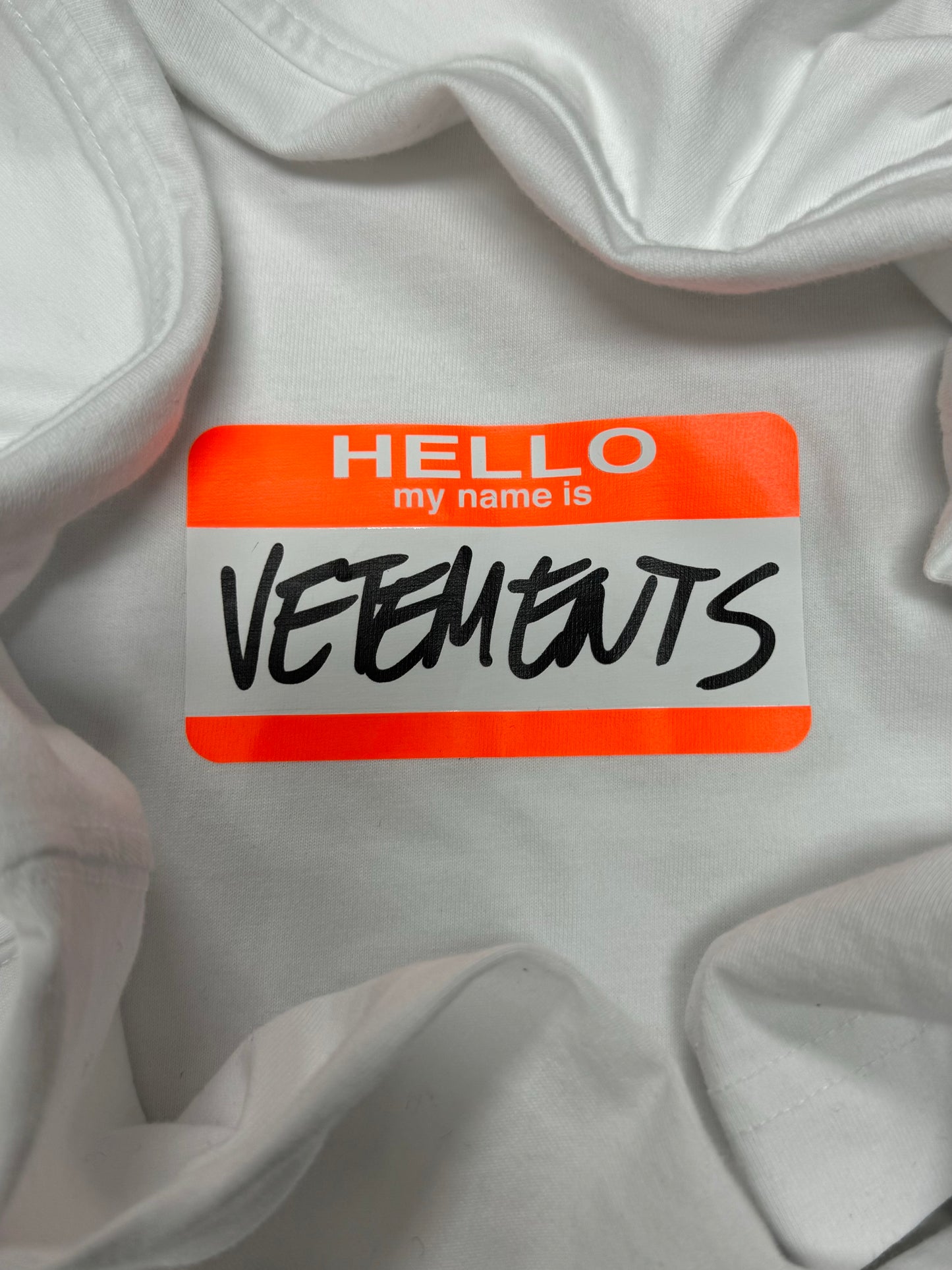 Vetements ‘Nametag’ White Oversized Graphic T-Shirt