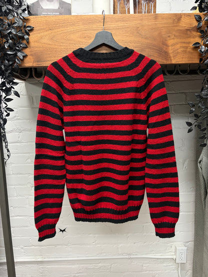 AW2015 Saint Laurent by Hedi Slimane Black/Red Striped Knit Sweater