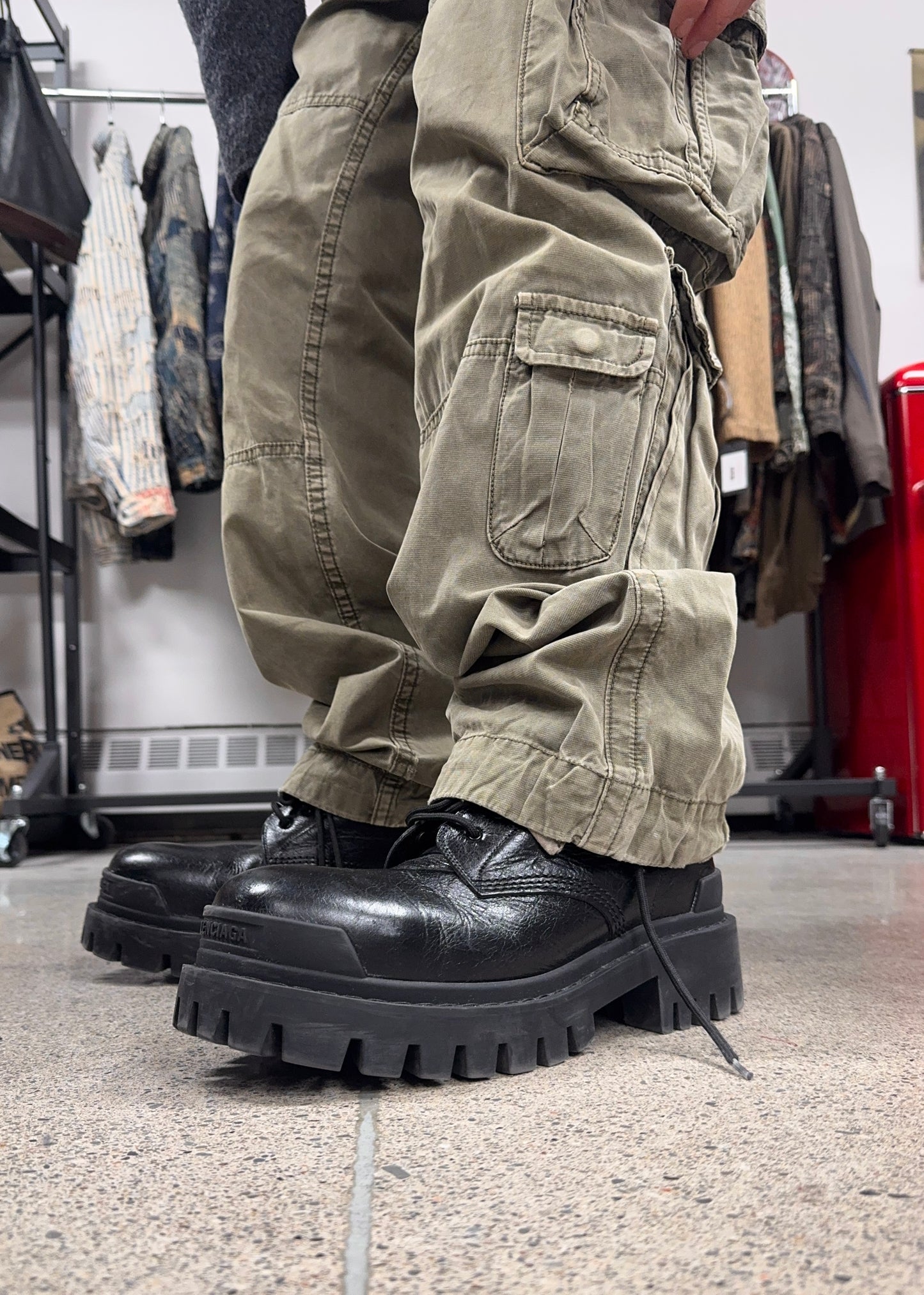 Balenciaga ‘Strike’ Black Leather Combat Boots