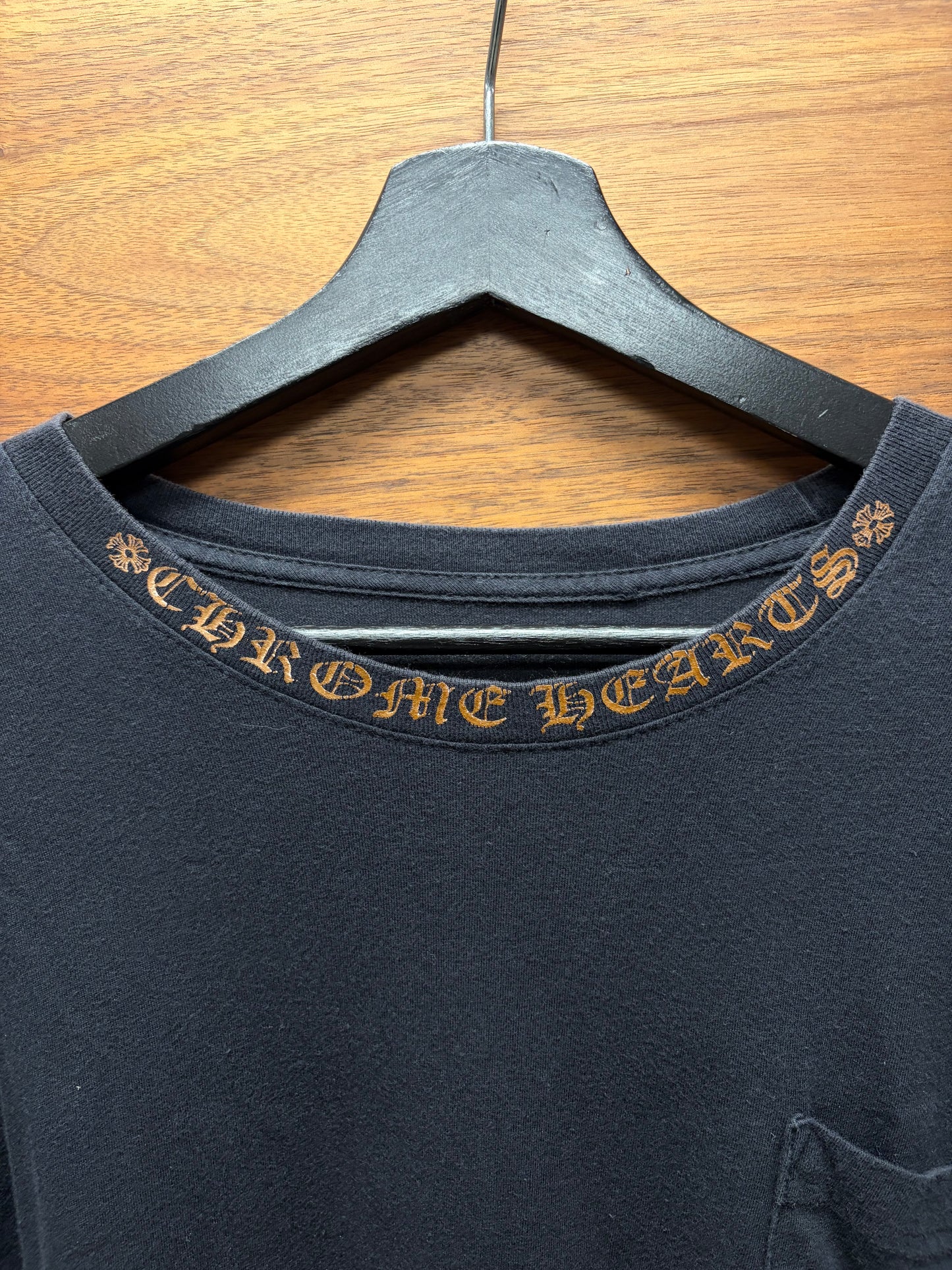 Vintage Chrome Hearts Scroll Neck Black Long Sleeve Shirt