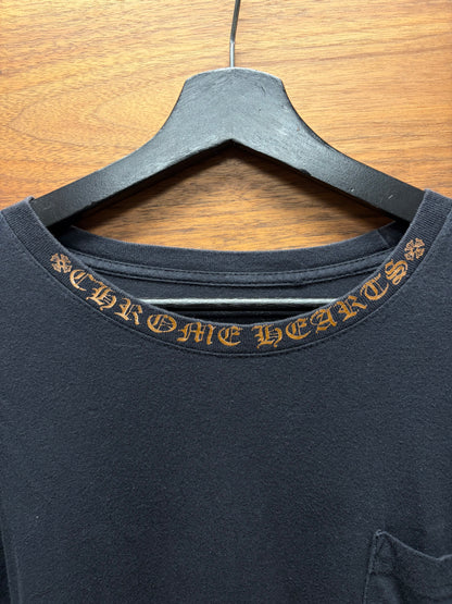 Vintage Chrome Hearts Scroll Neck Black Long Sleeve Shirt