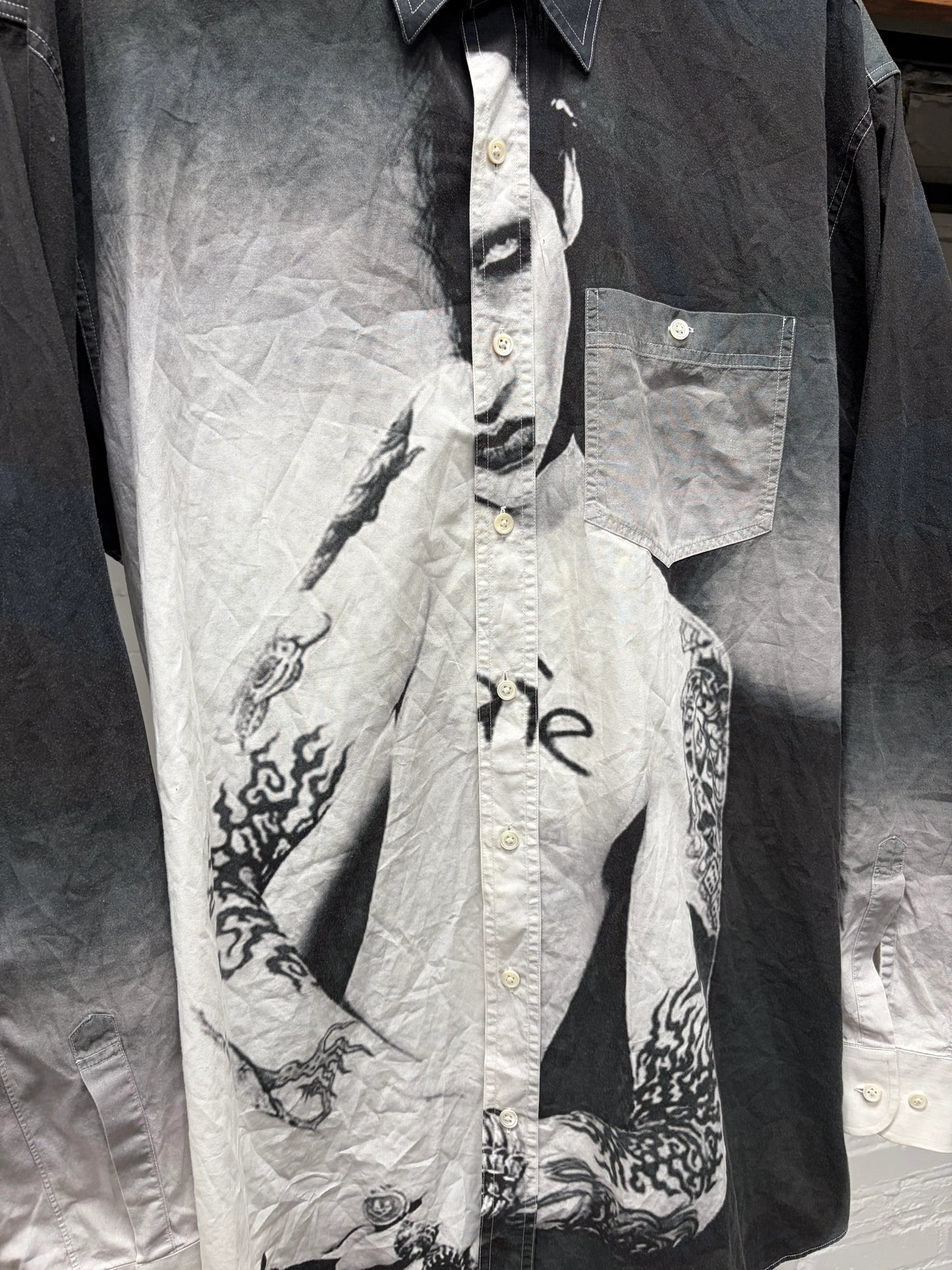 AW2018 Vetements ‘Marilyn Manson’ Unsafe Black Button Up Shirt