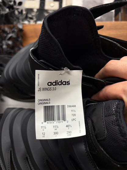 Jeremy Scott x Adidas Wings 3.0 ‘Dark Knight’ Black Patent Leather High Top Sneakers