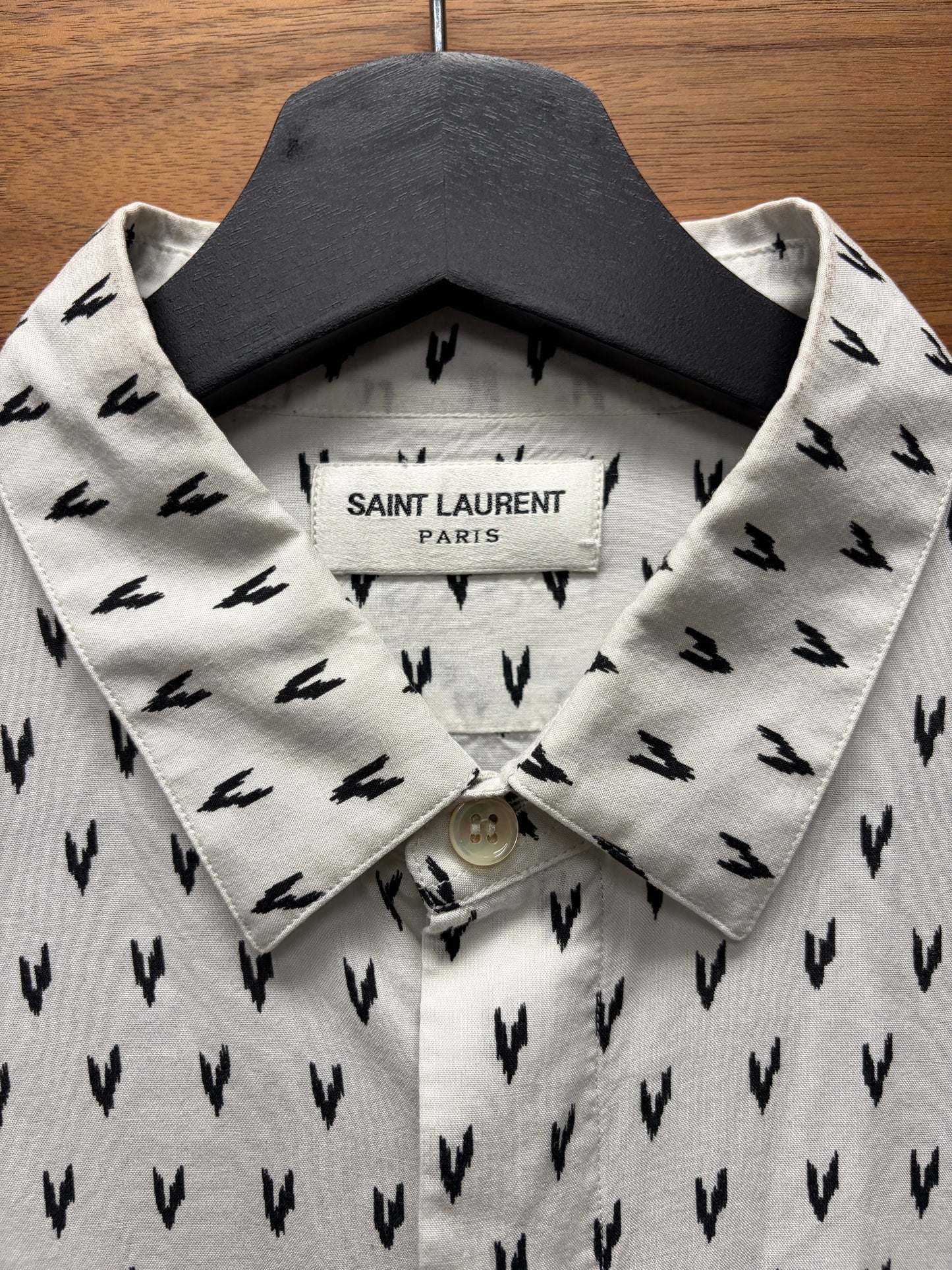 Saint Laurent ‘Lightning’ White Silk Button Up Shirt