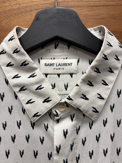 Saint Laurent ‘Lightning’ White Silk Button Up Shirt