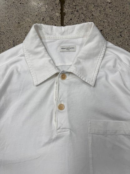 Dries Van Noten White ‘2 Button’ Cotton Collared Polo