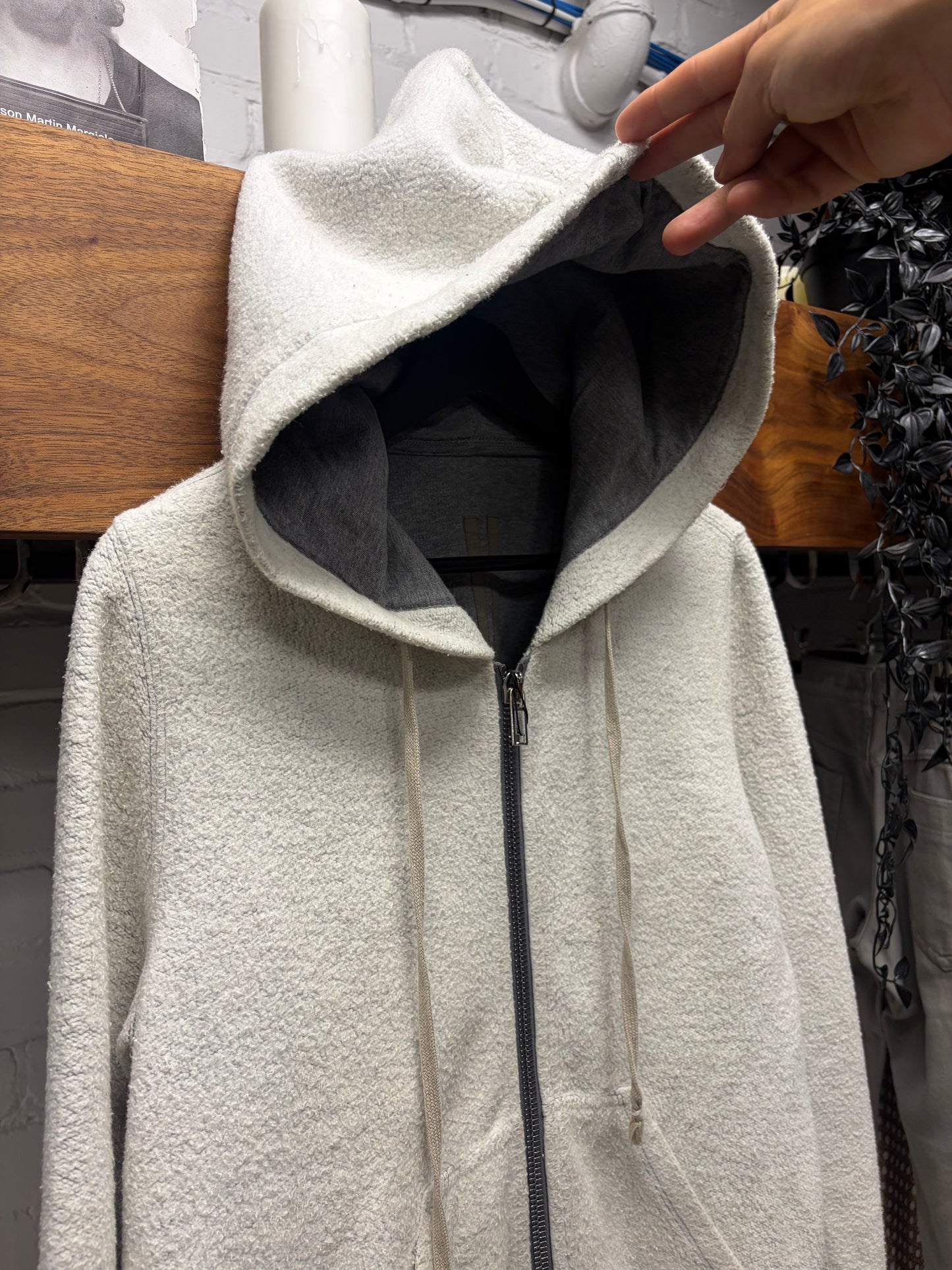 Rick Owens Inside-Out ‘Jason’ Grey Melange Zip-Up Hoodie