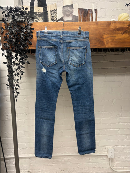 AW2018 Saint Laurent ‘D02’ Classic Blue Distressed Skinny Jeans