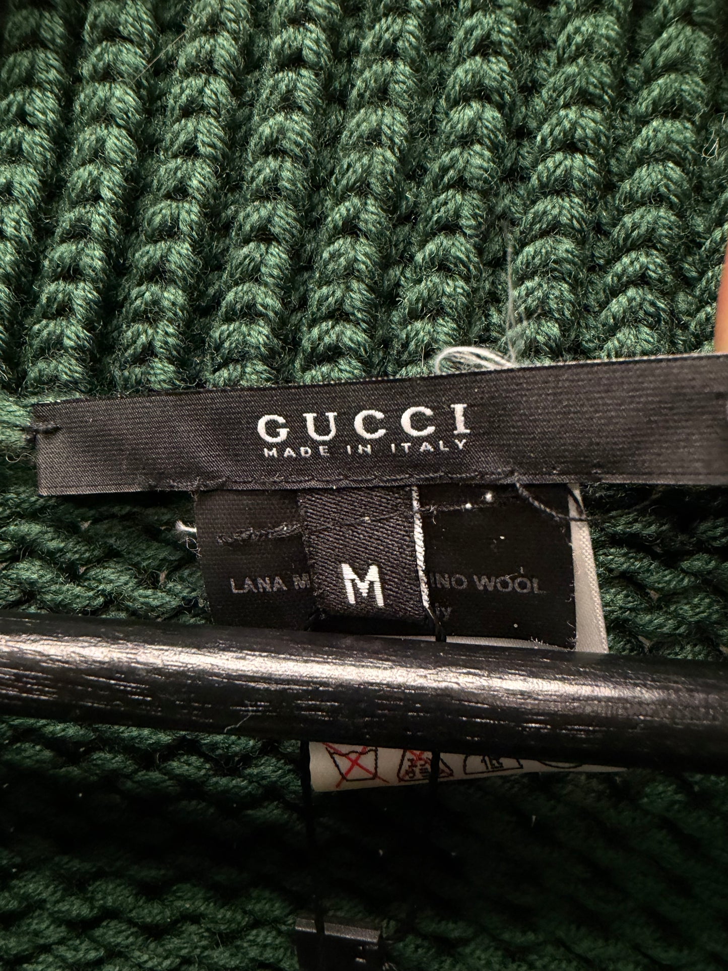 2000s Gucci by Frida Giannini Military Inspired Ribbed Shawl Knit Sweater
