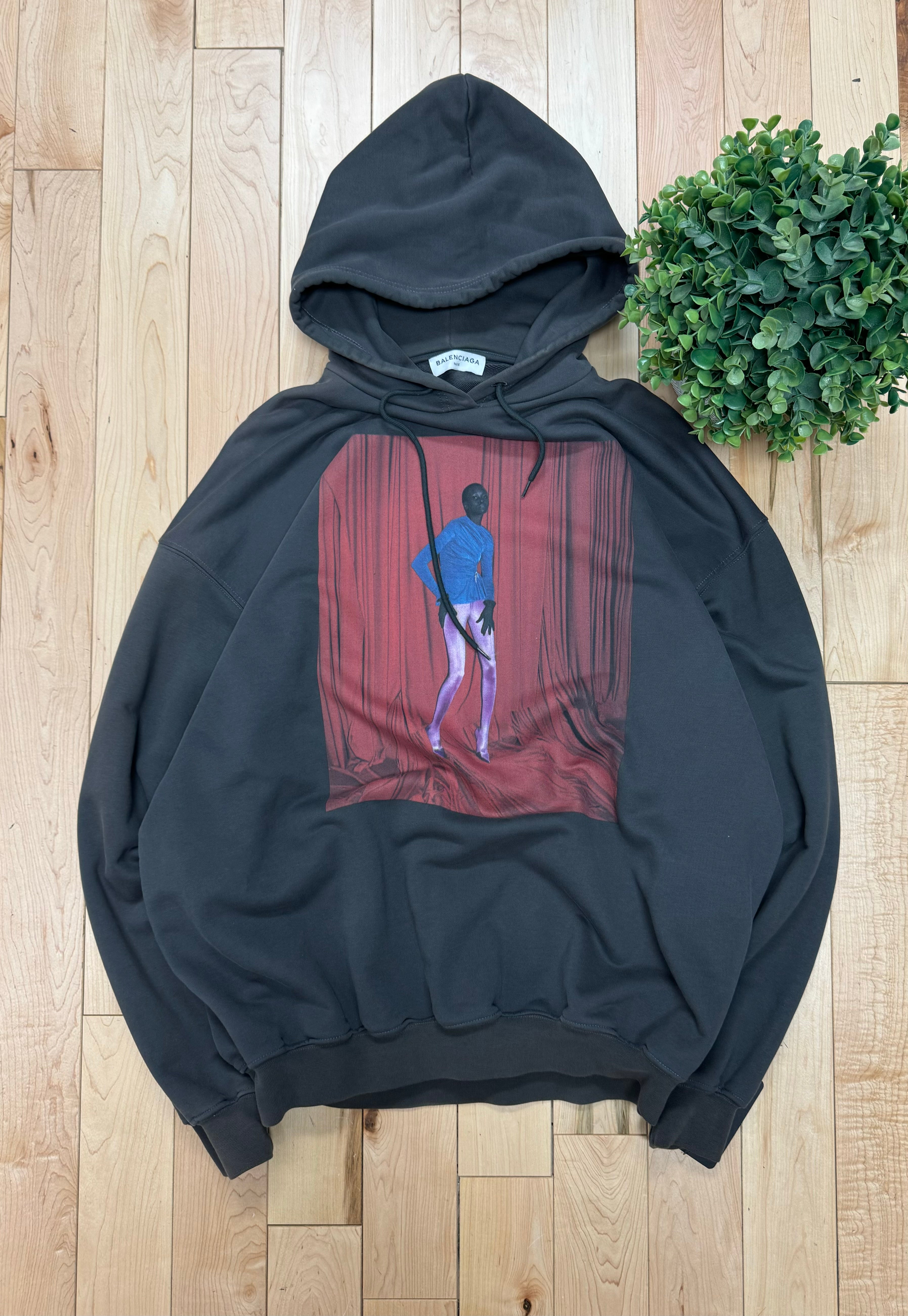 2017 Balenciaga Alek Model Portrait Pullover Hoodie